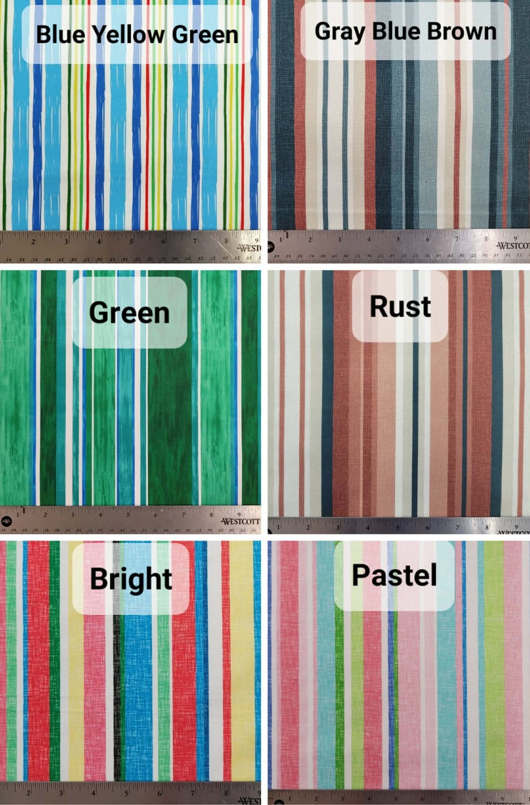 Colorful Stripes Ring Top Valances or Curtains (6 Colors Available)