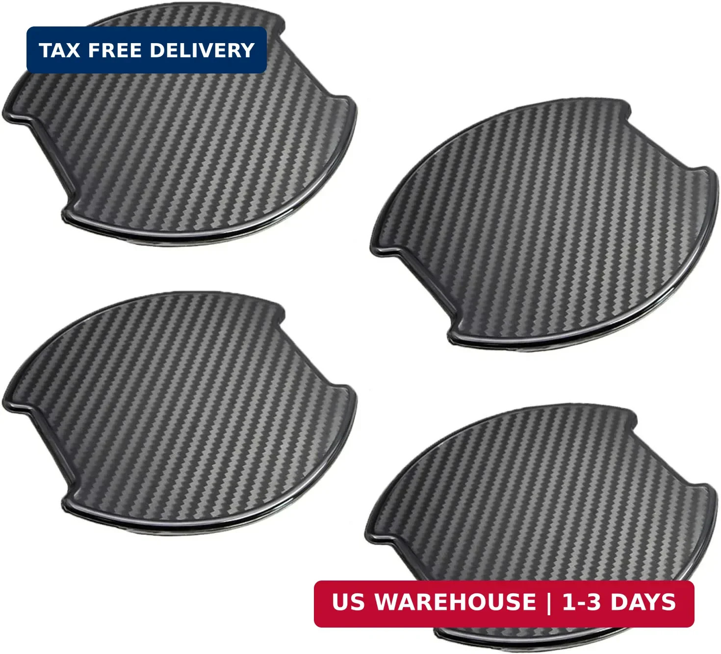 4Pcs Black Carbon Fiber TPU Car Door Handle Cup Protective Stickers Universal Do
