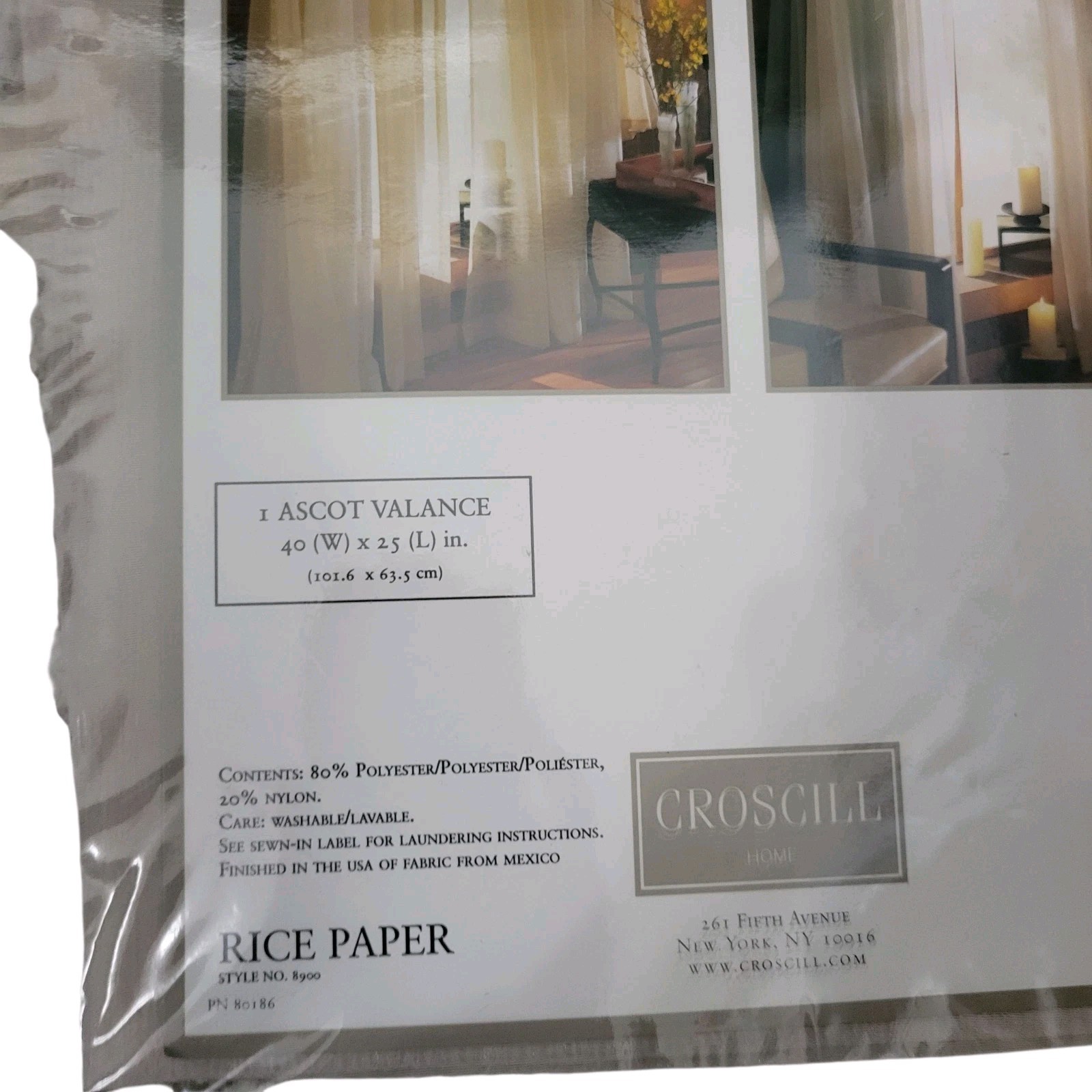 (2) Croscill Home Ascot Valance Valances Rice Paper Linen 40″ X 25″