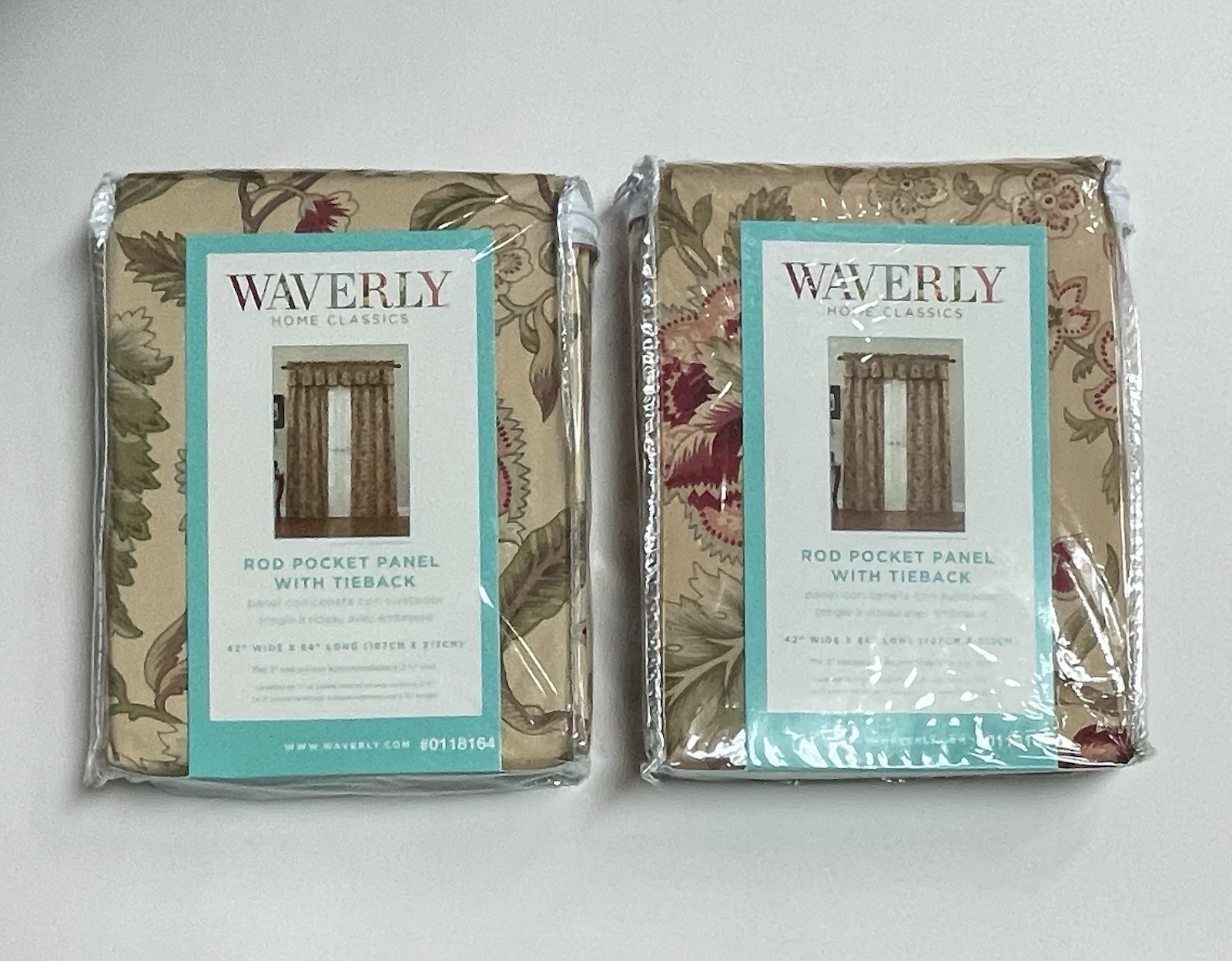 2 Waverly Imperial Dress Window Panels Tie Back Antique Floral Curtains 42”x84”