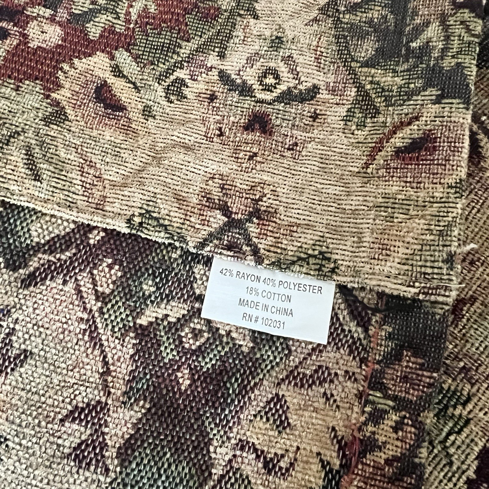HEMPSTEAD 95″L Drapery Panels Tapestry Green Beige Burgundy tan Floral 2 pc new