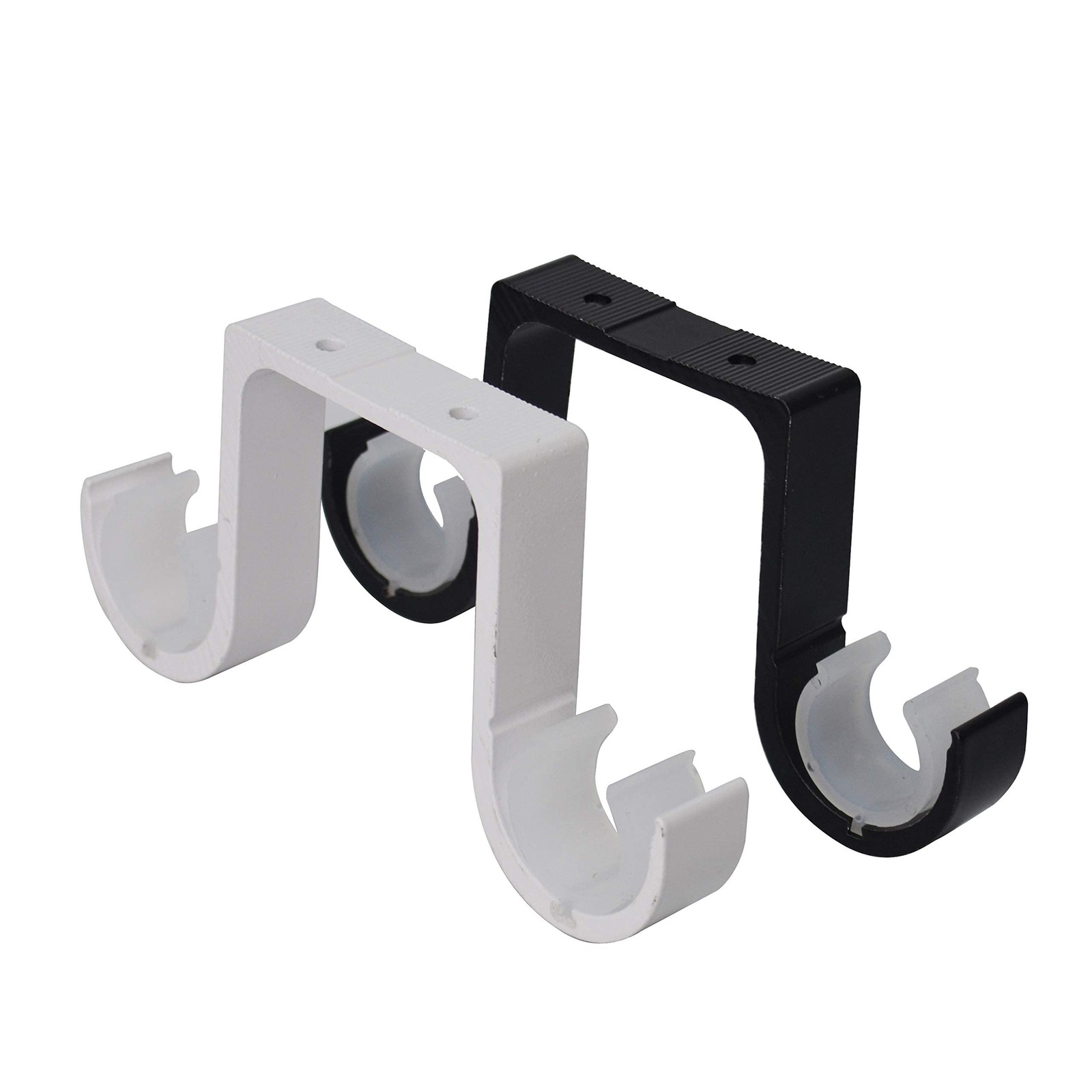 Double Curtain Rod Brackets 2Pcs, Aluminum Alloy Ceiling Mounted, White
