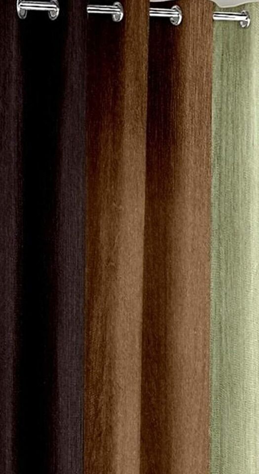 2 Piece Brown Printed Sheded Eyelet Ringtop Door Window Curtain Set 5 7 8 9 Feet