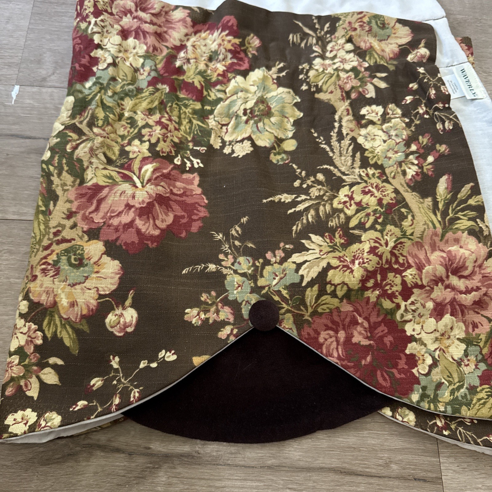 2 Custom Waverly Imperial Dress Antique Brown Valance 72″x17″ Floral Curtains