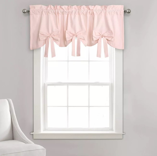 Lush Decor Melody Bow Blush Window Valance 18″ x 52″ Pink Sheer New in Bag