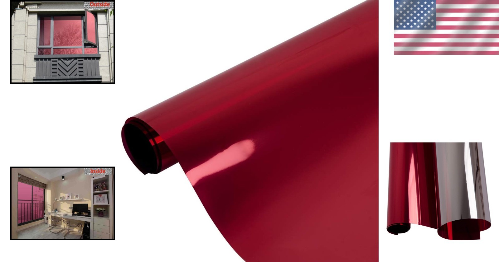 Privacy Daytime Window Film 35.4″x78.7″ Red