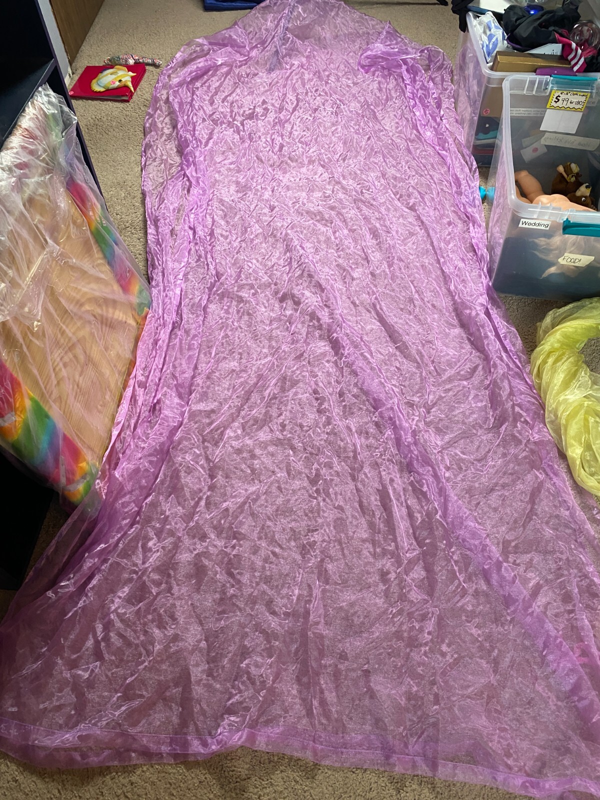 Purple Nylon Sheer Panel 18ft x 55 inches, Very Good, Kids Room Teens Colorful