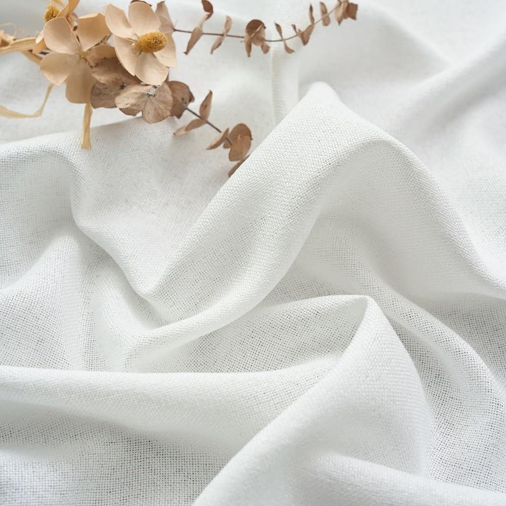 Ftinala Off White Thick Linen Semi Sheer Curtains 108 Inches Long 50 Inches