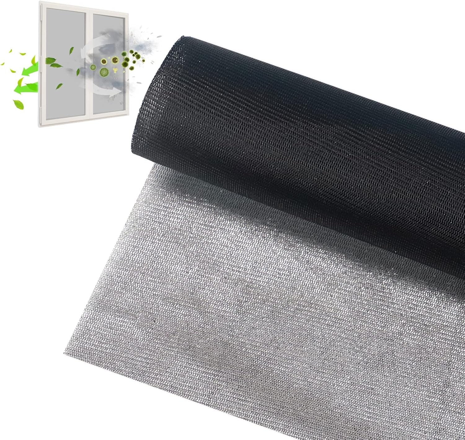 Solar Window Screen Mesh, Anti-UV Solar Screen Fabric Replacement 53″ x 72″, Adj