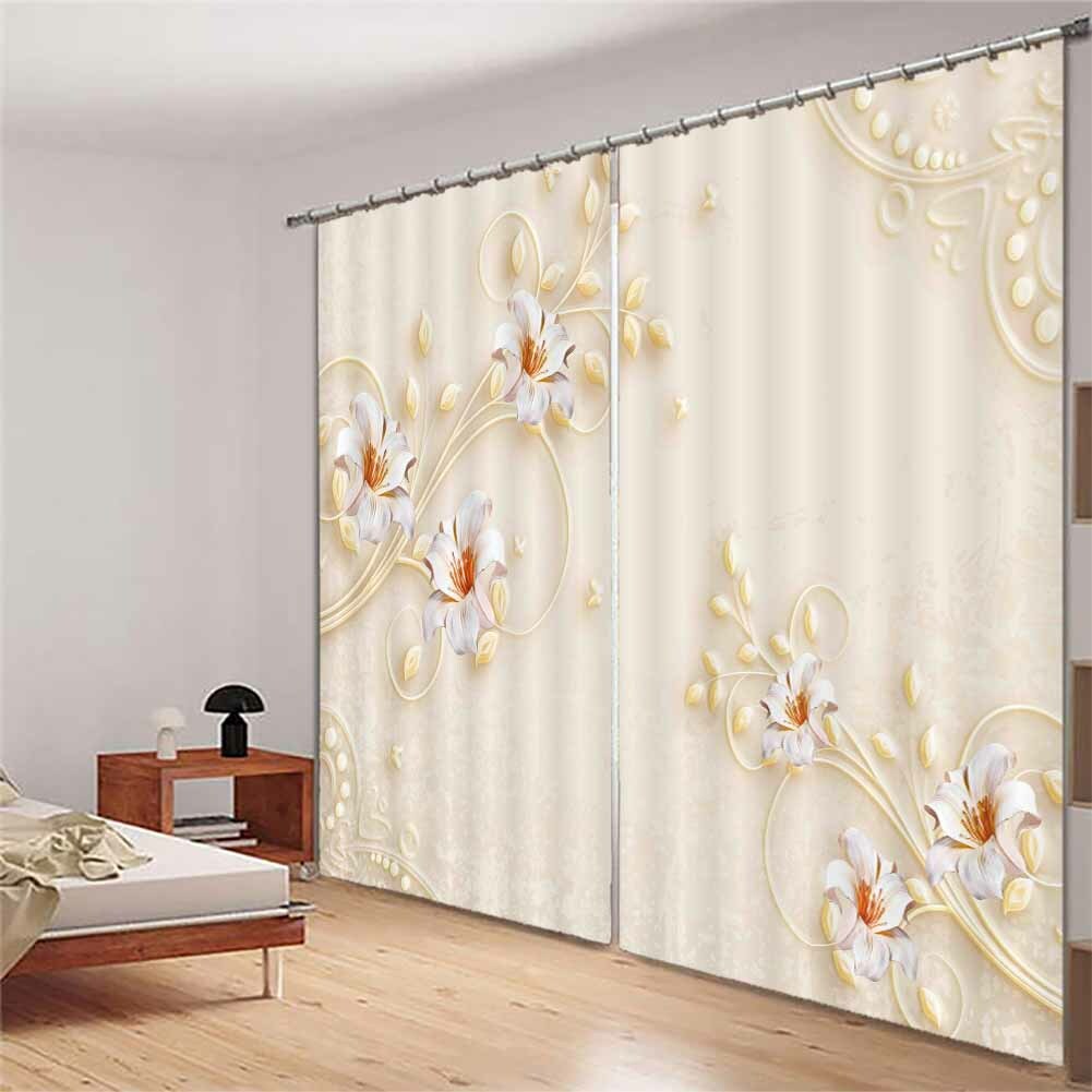 Flowers Big Many Leaves 3D Curtain Blockout Photo Printing Curtains Drape Fabric
