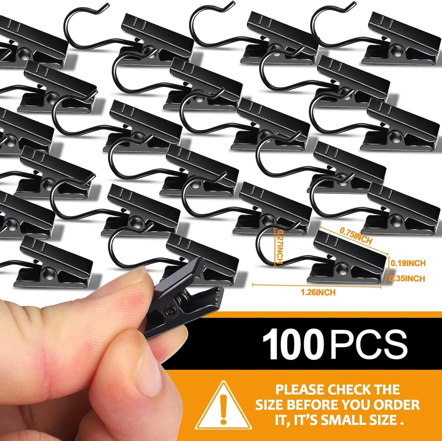 Teenitor 100 Pack Small Curtain Clips Curtain Hooks for Outdoor String Lights, S