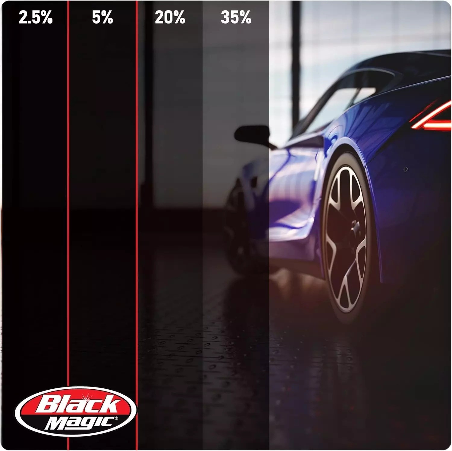 Black Magic® Insta-Cling® 5% VLT Tinted Window Film, Reusable Car Window Tint