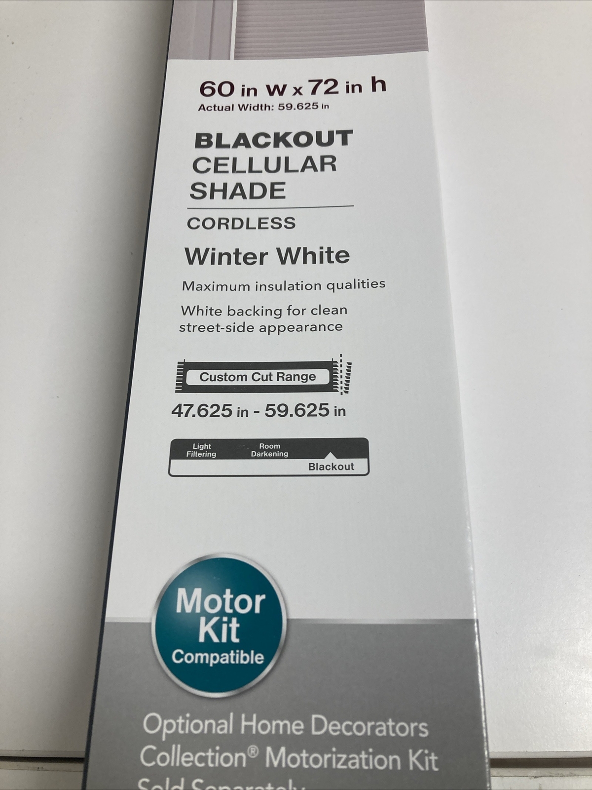 New HDC Blackout Cellular Shade Cordless Winter White 60 in W x 78 in H