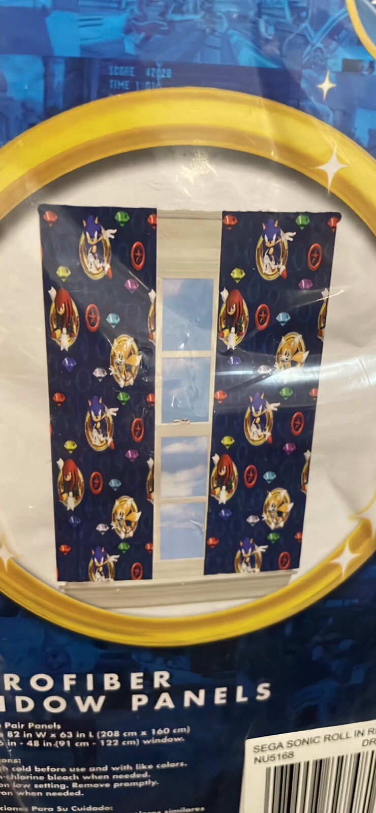 Sonic the Hedgehog Kids Room Window Curtain Panels Drapes Set, 82 in X 63 I