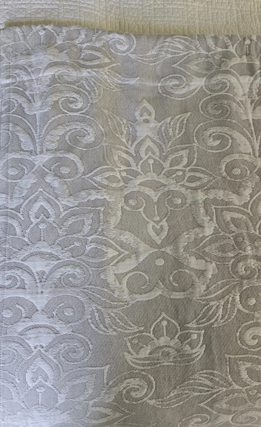 2 Vintage Simply Shabby Chic Matelasse Curtain Panel Grey White Floral 51Wx97L