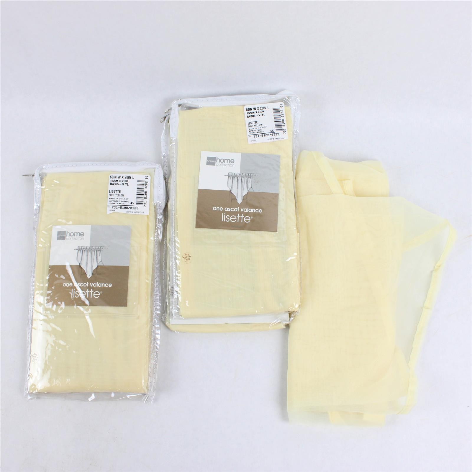 Lot Of 4 JC Penny Home Collection Ascot Valance Lisette Butter Yellow 60″ x 20″