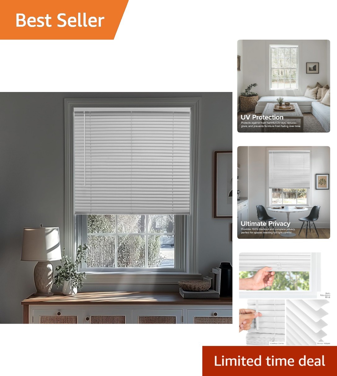 Easy Install Vinyl Window Blinds 12″ W x 36″ H – Stylish Room Darkening Solution