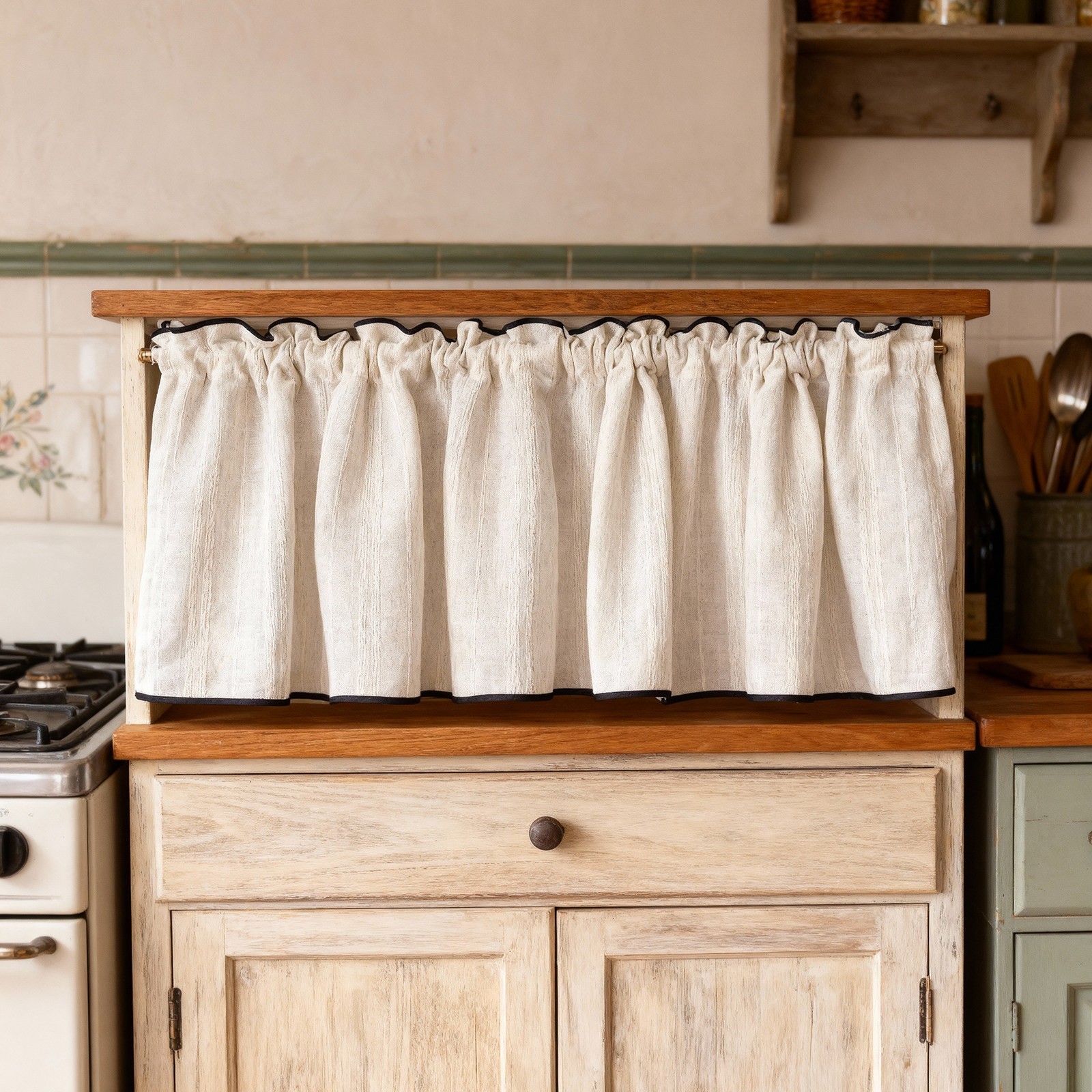 Doorway Cabinet Drape Half Curtain Valance Small Window Kitchen Living Room Home