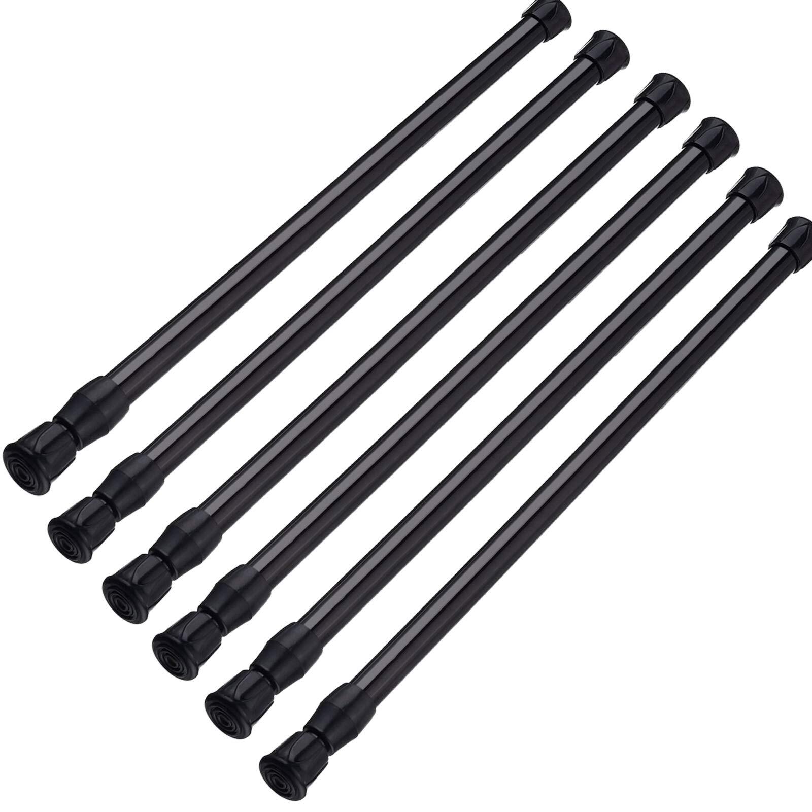 Refrigerator Bar RV Cupboard Cabinet Spring Tension Rod Extendable Black 6pcs
