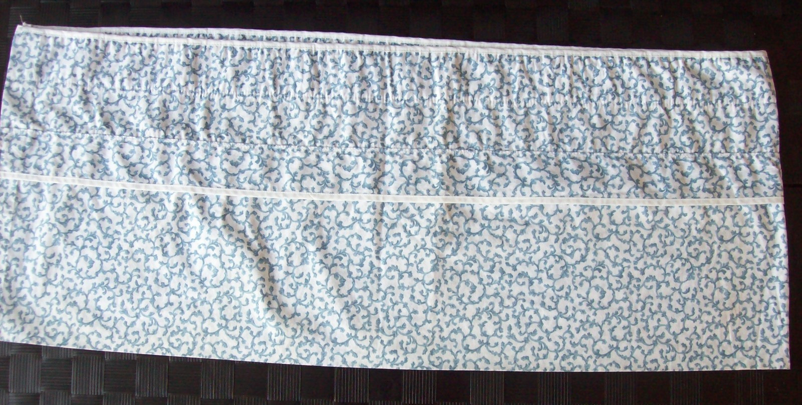VTG Croscill Ashley Blue Filagree Scroll Blouson Valances~Cotton/Poly~86×18