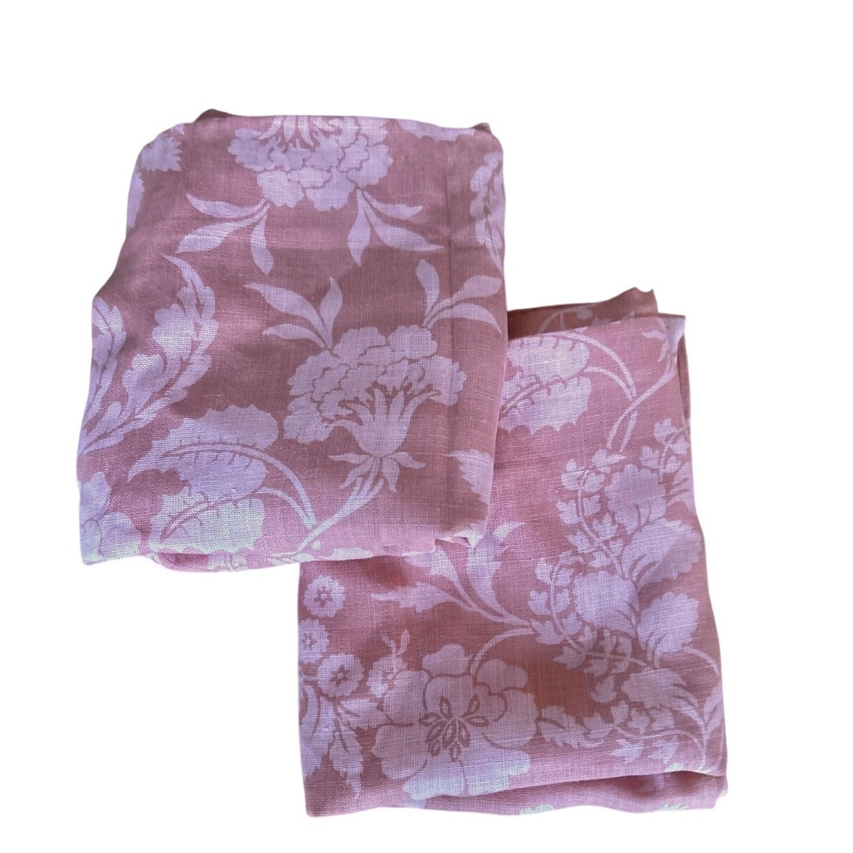 Anthropologie Warm Pale Pink Damask Floral Hawaiian Flower Linen 96×42 Inches
