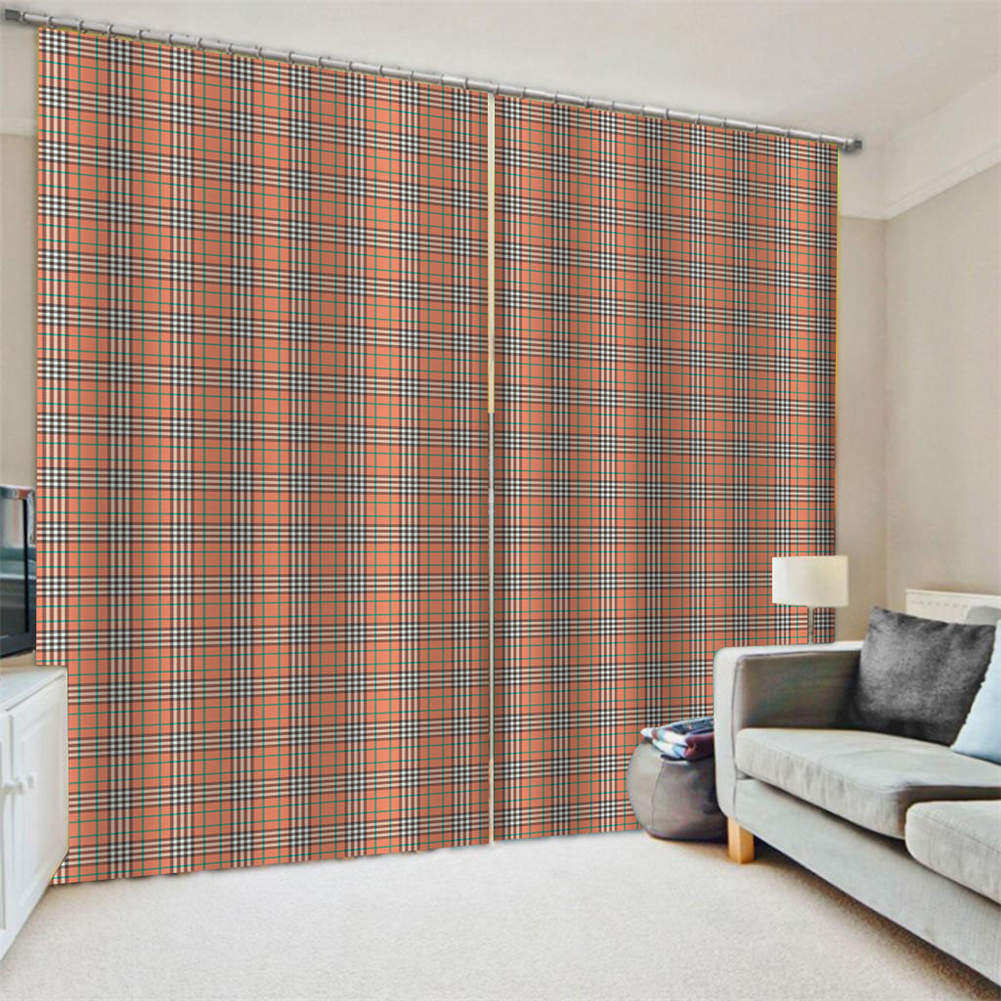 Dark red elegant fine cool plaid Printing 3D Blockout Curtains Fabric Window