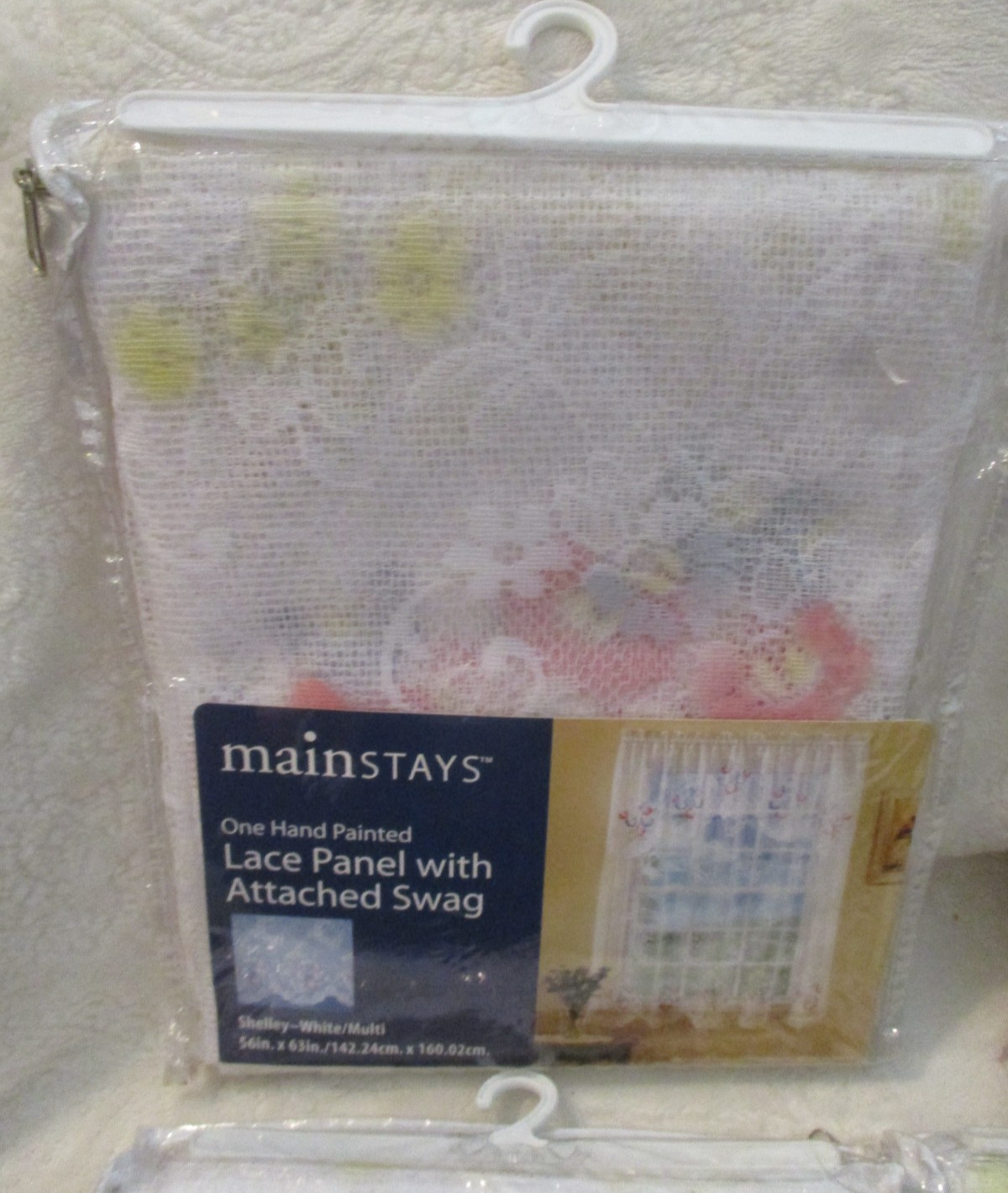 Mainstays~Lace Panel w/Attached Swag~4 Packages~Shelley White/Multi~Sealed