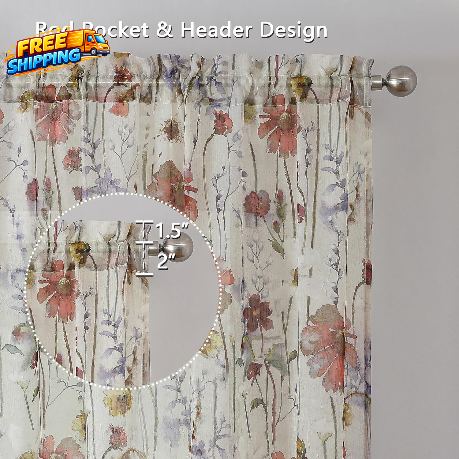 Crushed Kitchen Window Curtains 45 Inches Length 2 Panels Elegant Farmhouse
