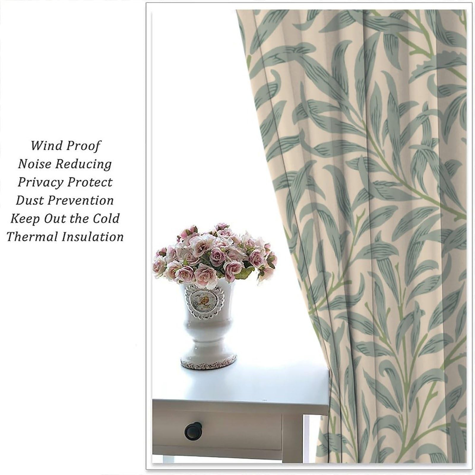 William Morris Curtains, Bohemia Minimalist Leaves Bough Pattern Window Treat…