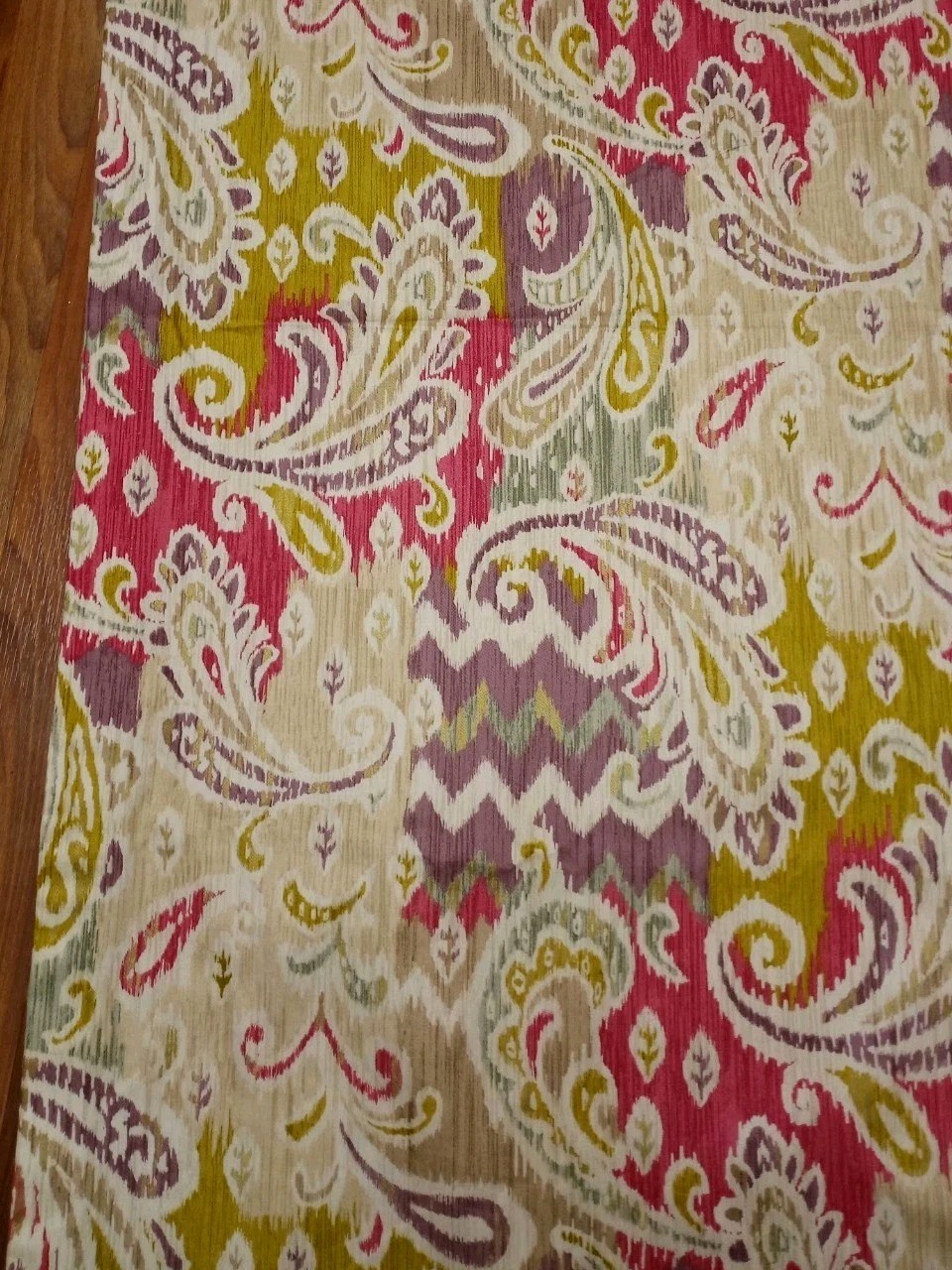 2) Handmade Paisley Floral Leaf Curtain Panels Cotton Blend~Rod Pkt~50″x102″
