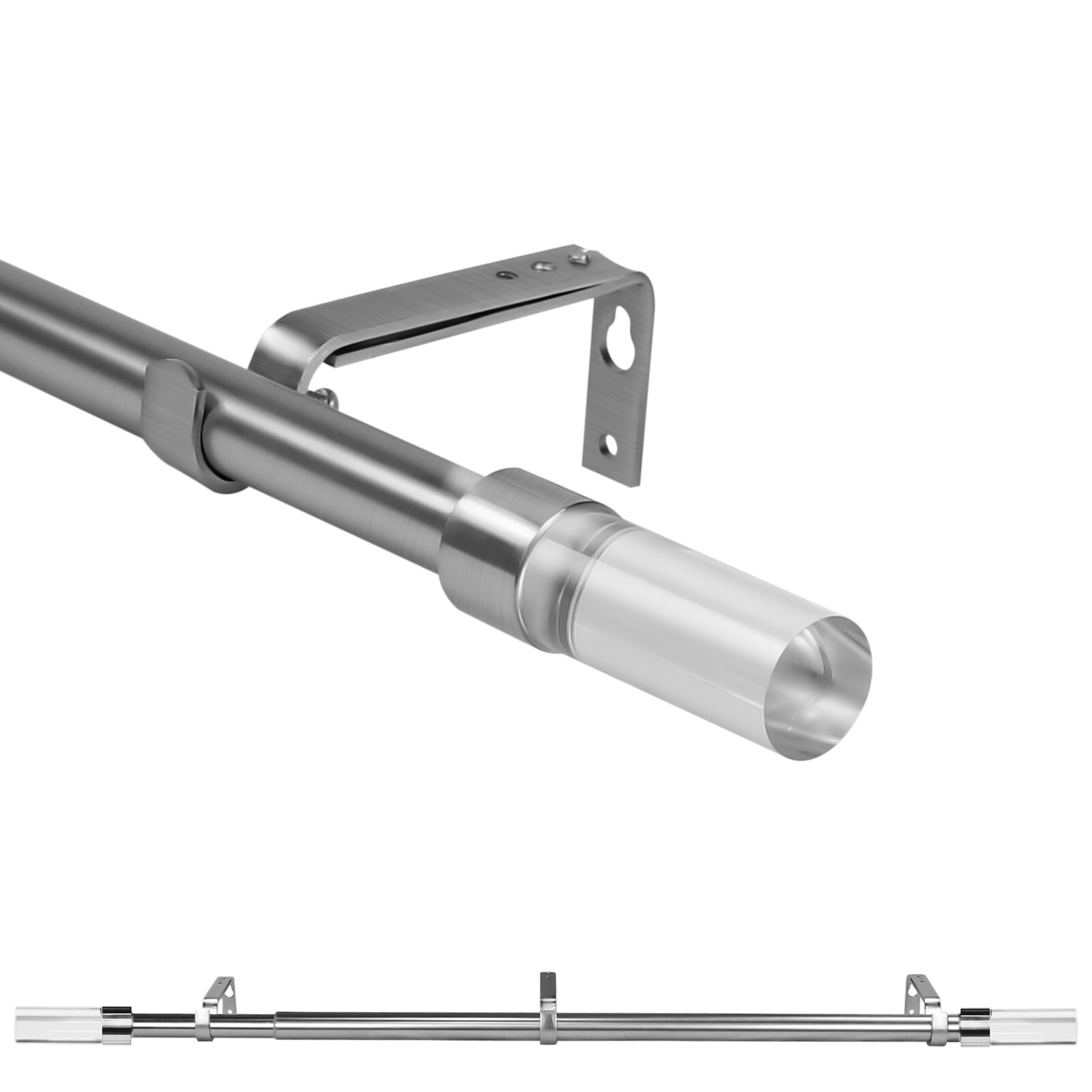 Curtain Rods for Brushed Nickel Curtain Rods with Cap Finials, 3/4″, 28″-120″