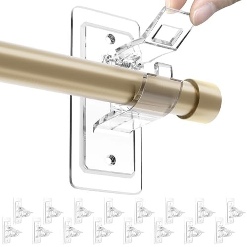 16 Pack No Drill Curtain Rod Brackets – Adjustable Holders for 17 lbs, Home Deco