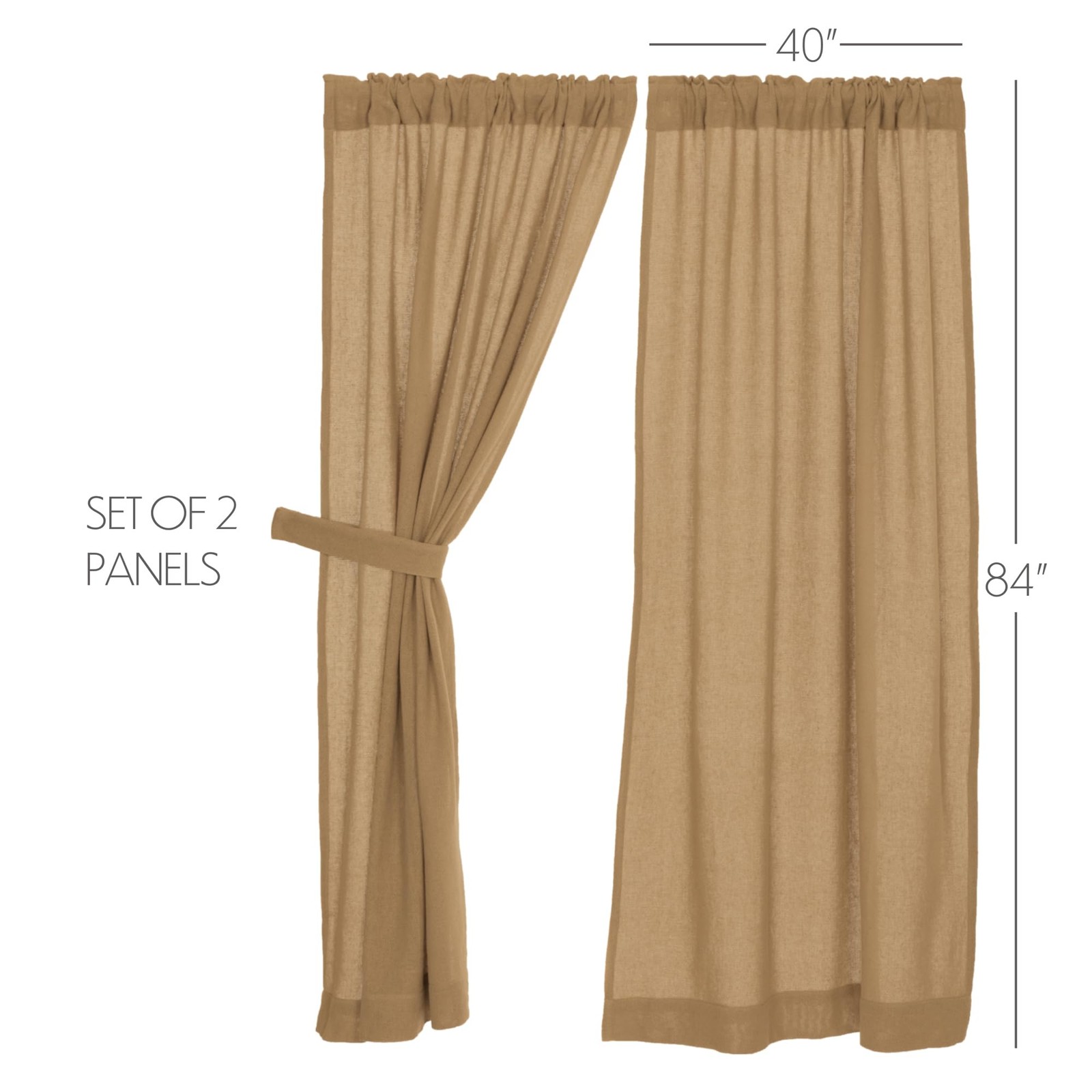 VHC Brands Farmhouse 84″x40″ Panel Pair Tan 40″W x 84″L (Pack of 2), Natural