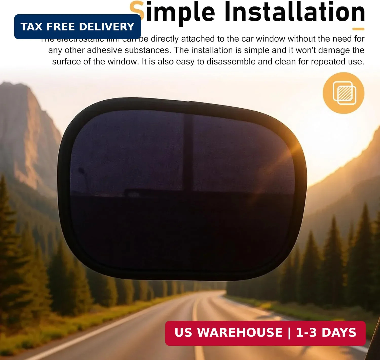 2PCS Car Miniature Static Cling Window Shade, PVC Heat-resistant Anti-glare Smal