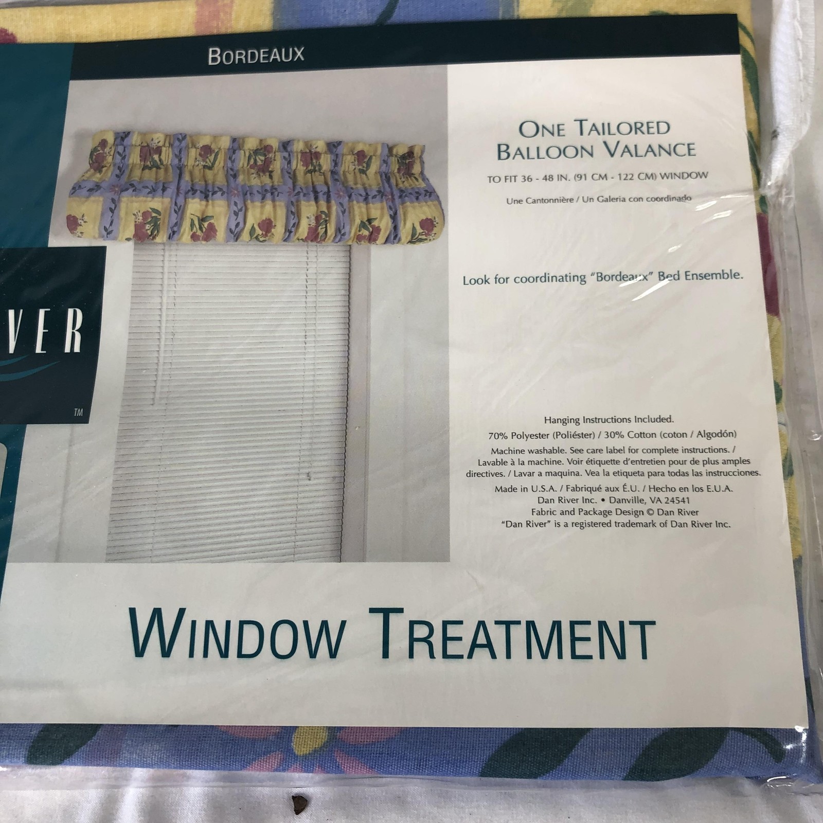 Dan River Bordeaux Balloon Valance Window Treatment 36-48in Floral Farmhouse VTG