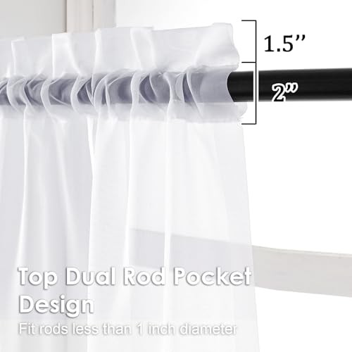 2 Panels Sheer Curtains 96″ Length for Bedroom, 42″W x 96″L (Pack of 2) White