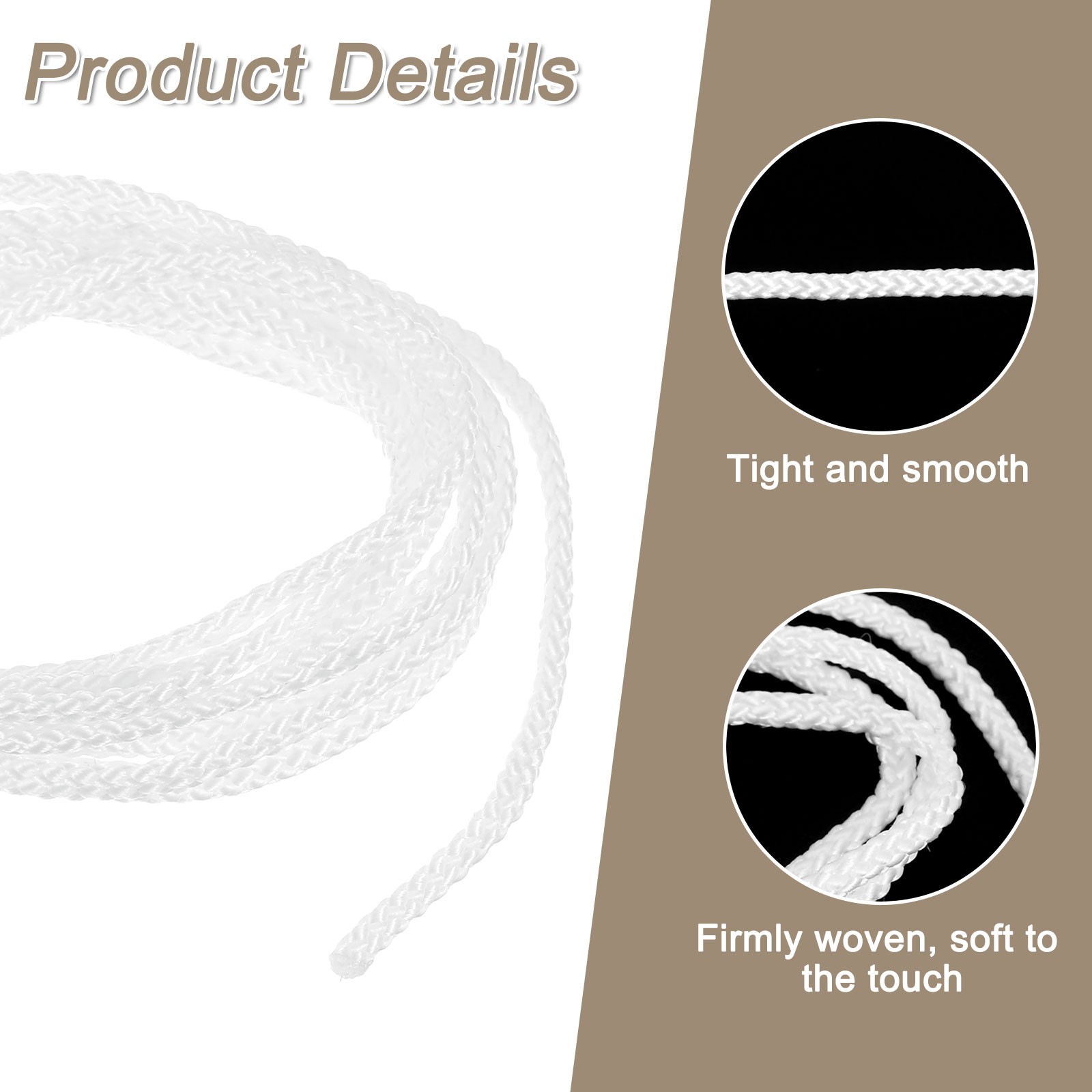 Cord Loop for Window Shades, 2.5mm 6Ft Window Blind Looped String, White