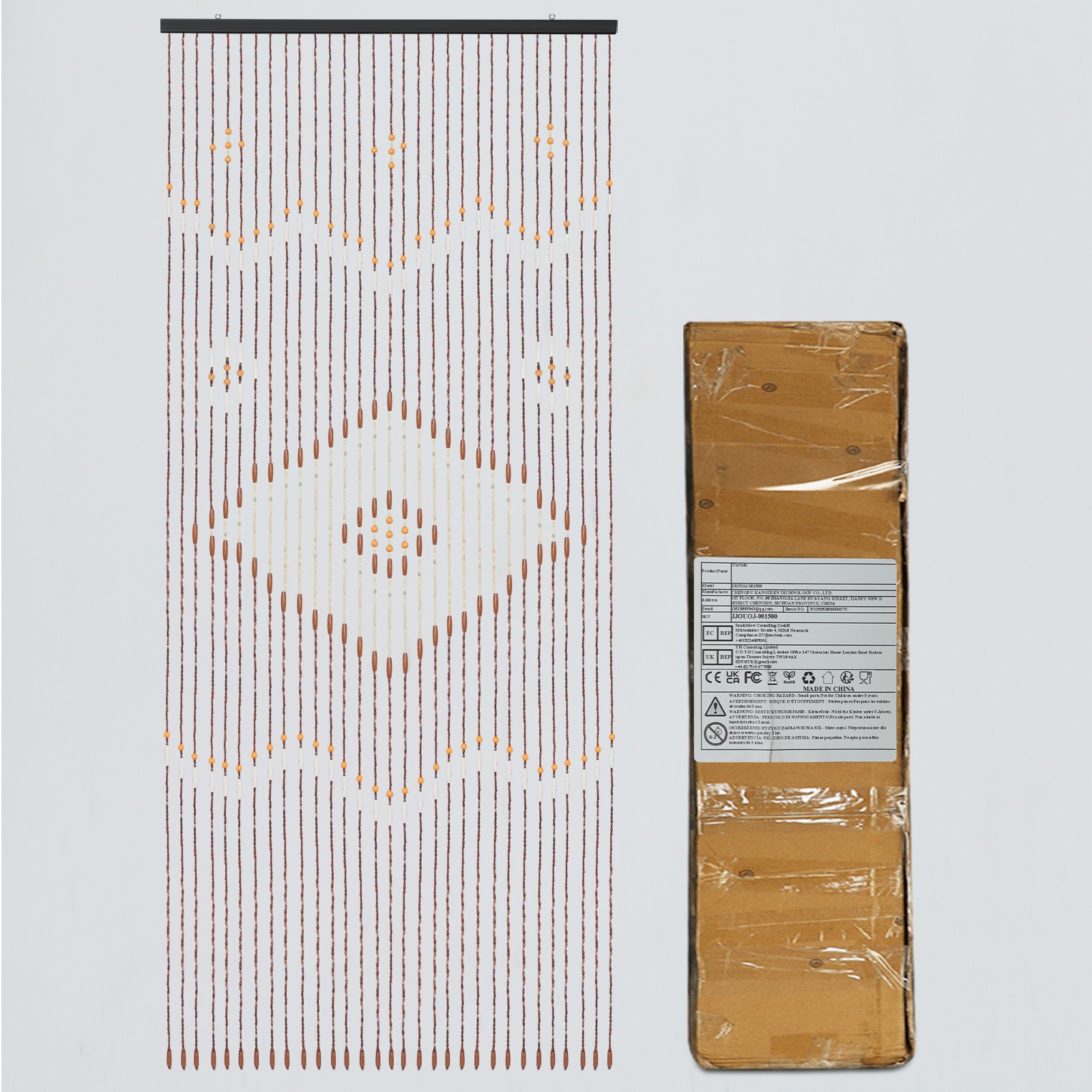 Door Curtain Boho Rustic Door Curtain for Doorway Bamboo Wood Rectangular