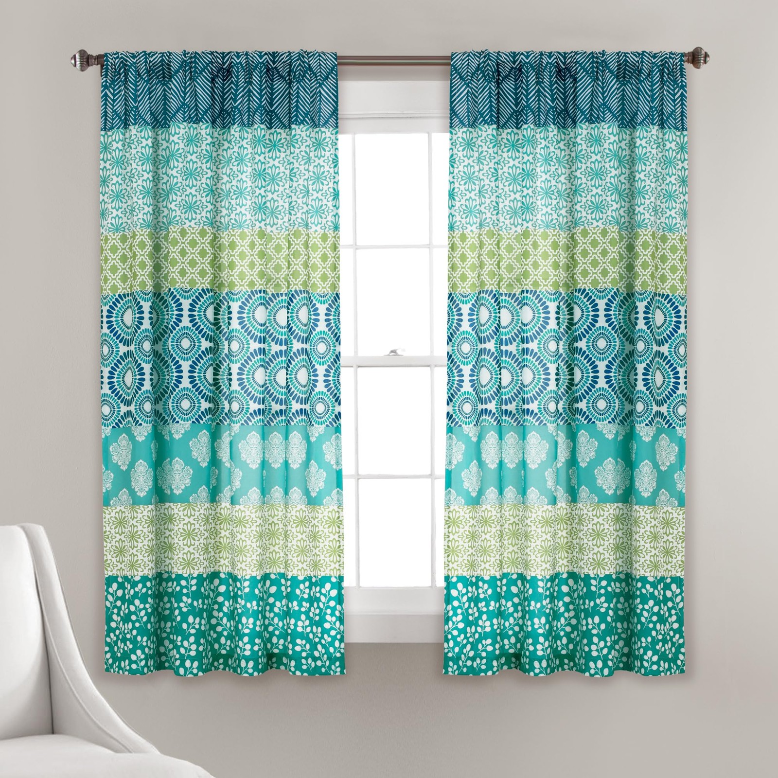 Lush Decor Bohemian Stripe Window Curtain Panels Pair 52 W X 63 L –