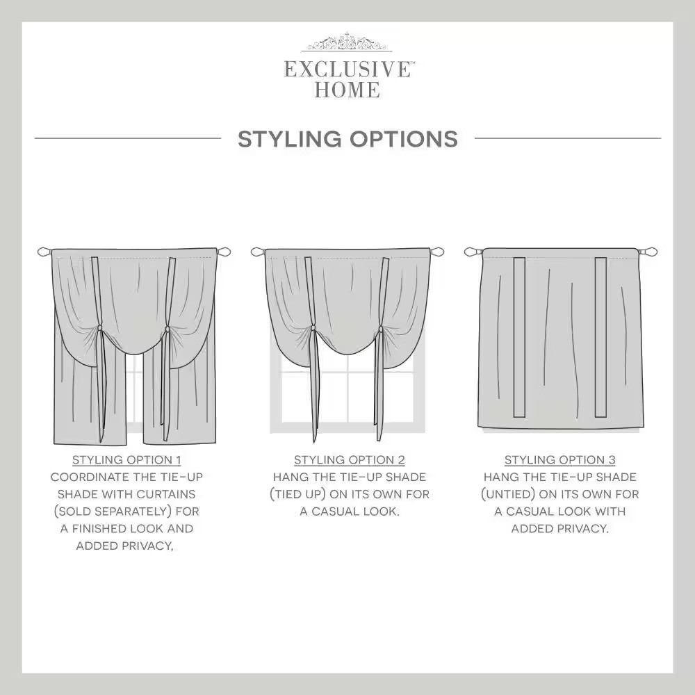 Loha Natural Solid Light Filtering 3″ Rod Pocket Tie up Shade, 54 In. W X 63 In.