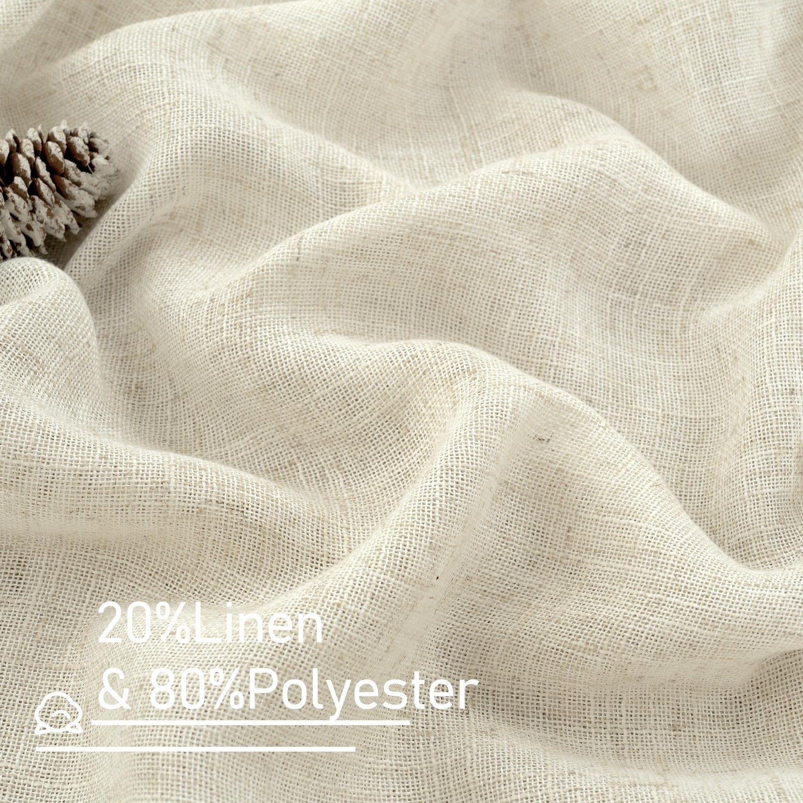 Semi-Sheer Linen Curtains, Light Filtering, Tab Back & Rod Pocket, Neutral