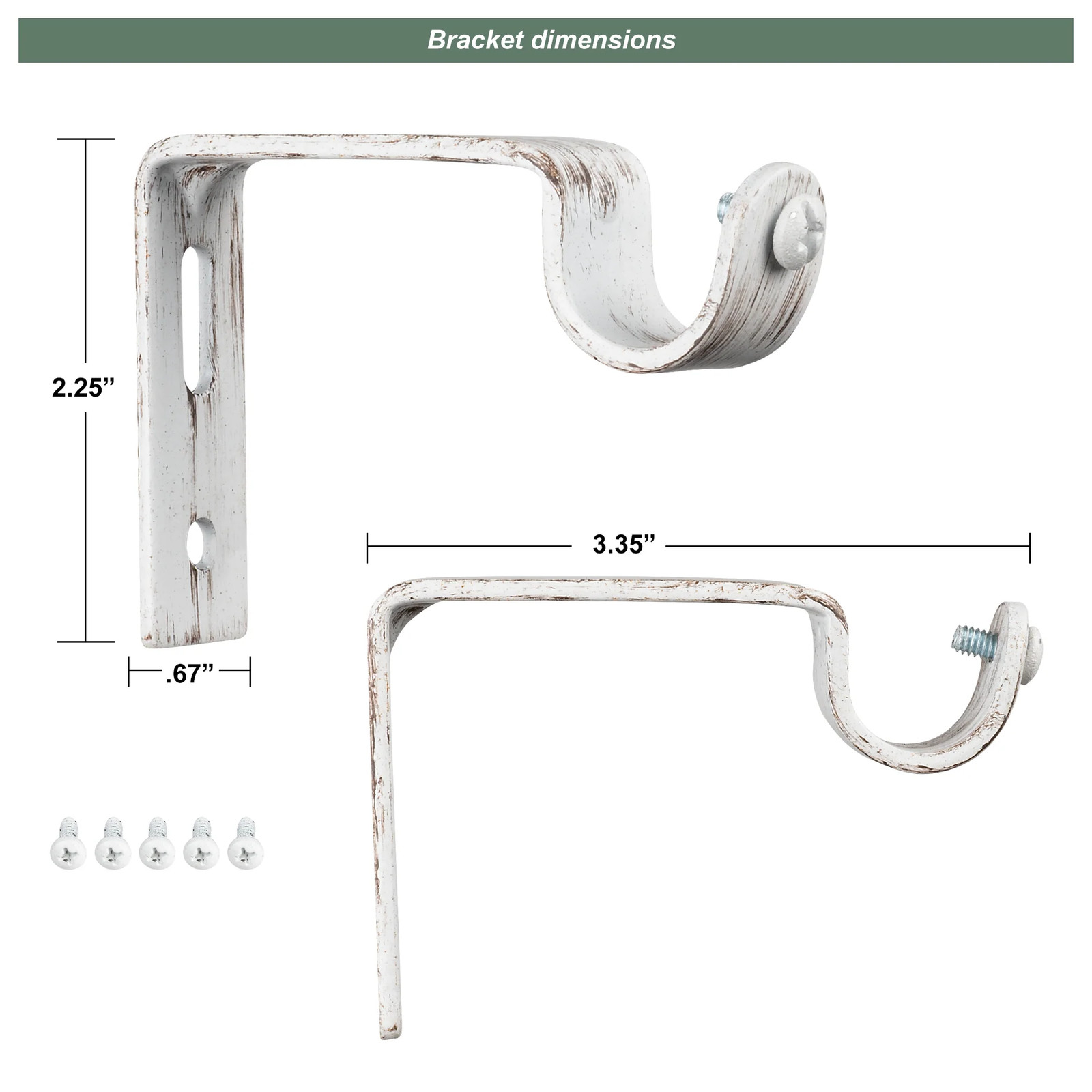 Cana Modern Farmhouse Distressed White Farmhouse Curtain Rod Set