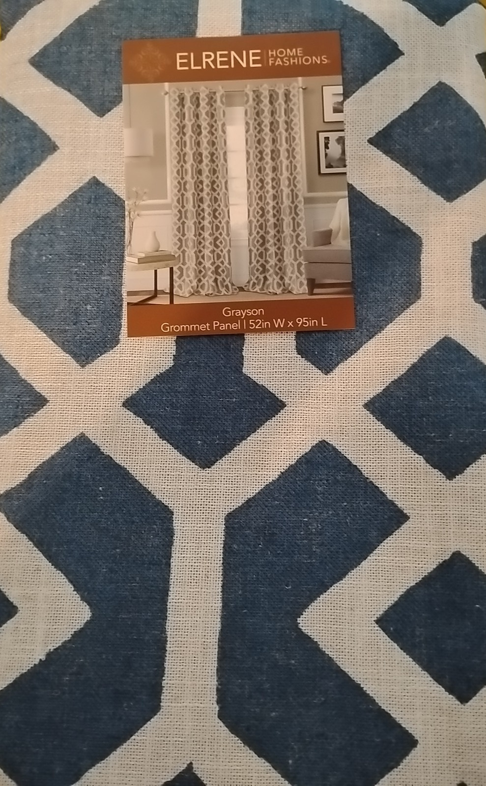 JCP Elrene Grayson Grommet Curtain Panel Indigo Blue 52″X95″ NWT