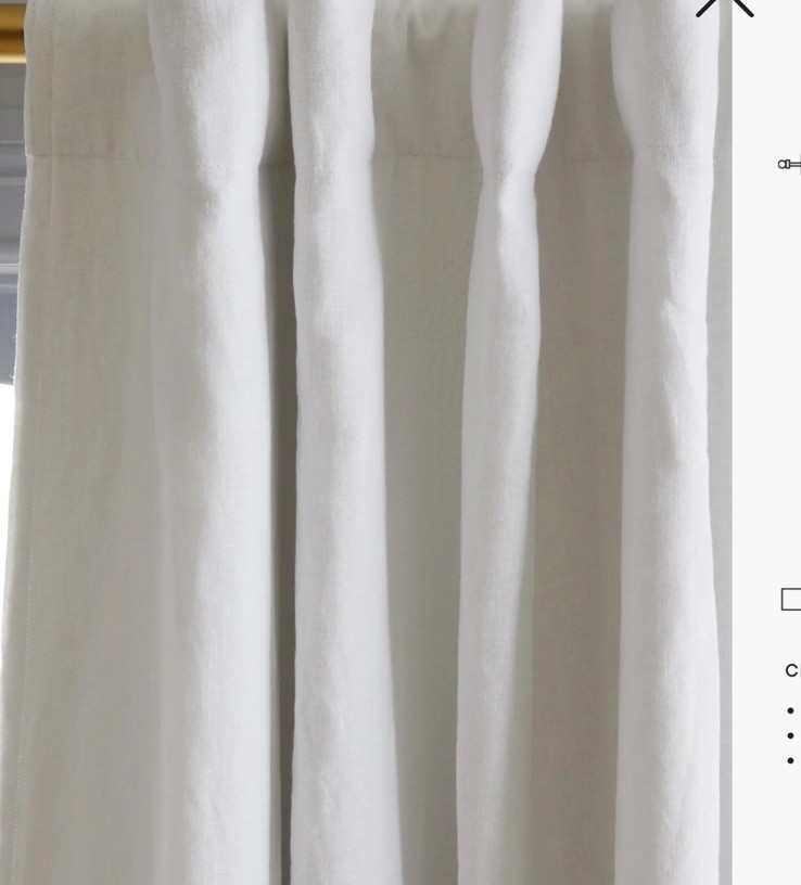 NWOT Quince European Linen Room Darkening Curtain Panel Set Of 2 WHITE 48 X 84
