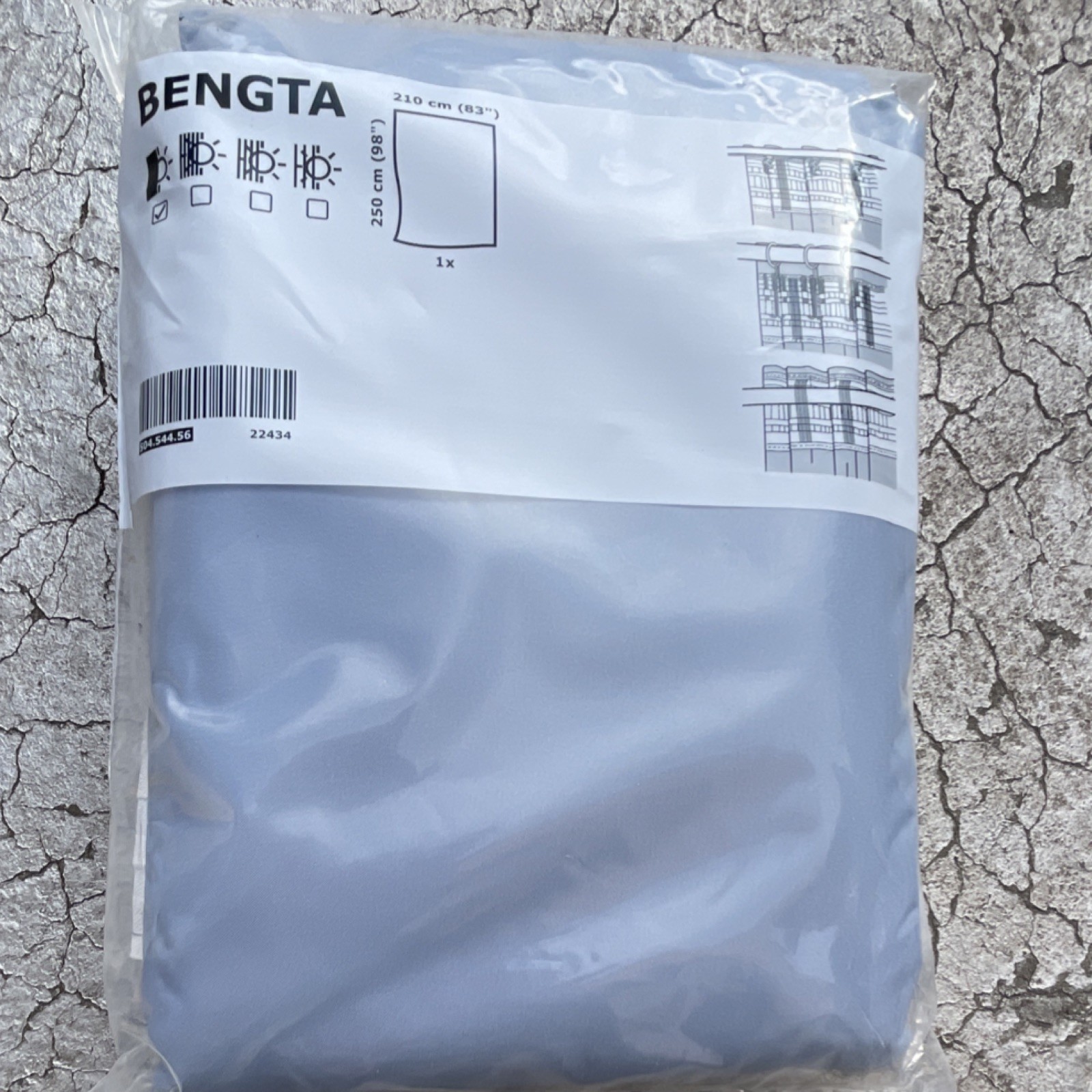 IKEA BENGTA Blackout Pencil Pleat Curtain Light Blue Polyester 210×250 cm Modern