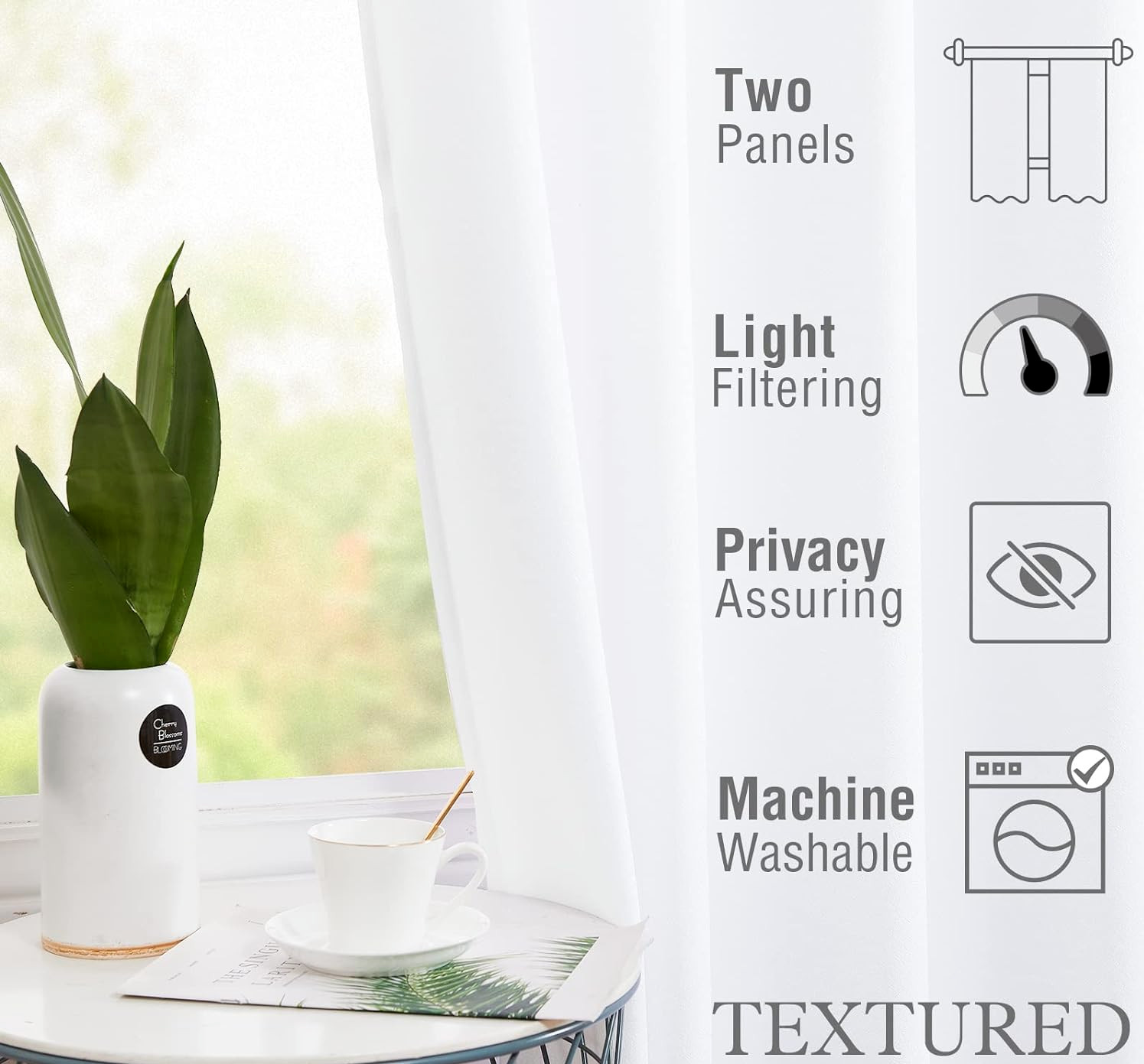 SET OF2 Faux Silk Drape for Bedroom Solid Modern Light Filtering Grommet Curtain