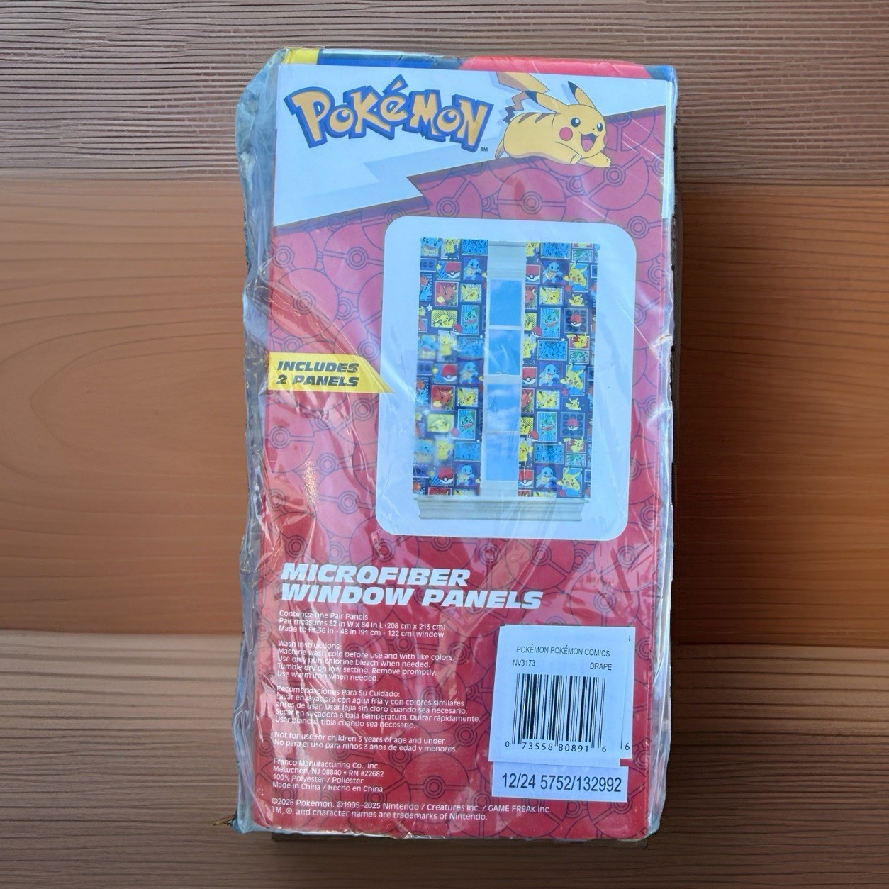 Pokémon Microfiber Window Panels Set of 2 82″ x 84″ Kids Room Curtains Franco