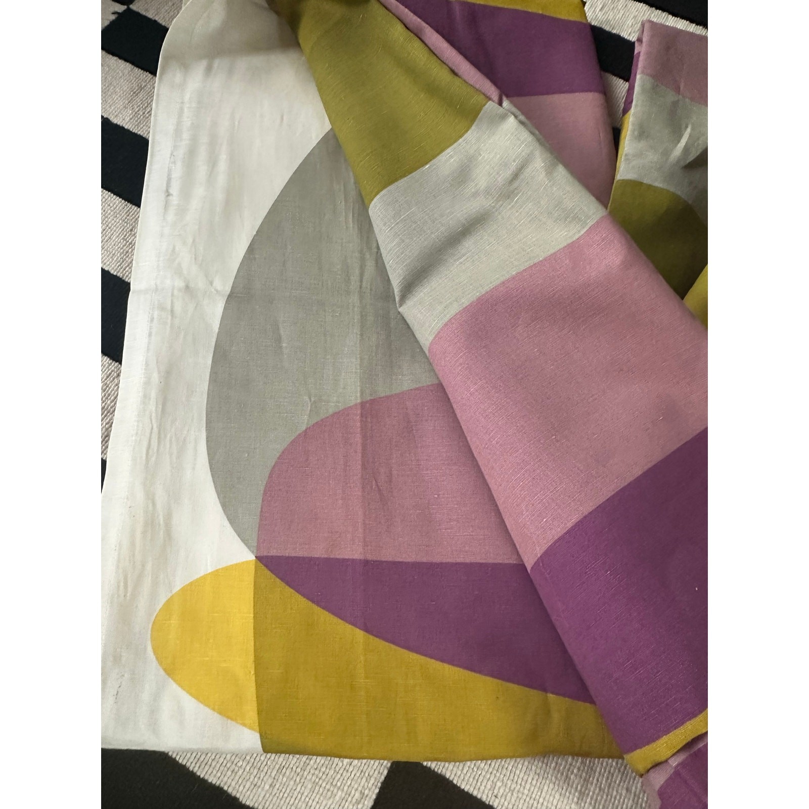 4-IKEA Malin Figur CurtainsGeometric Green Purple Panels set 57×98” Linen cotton