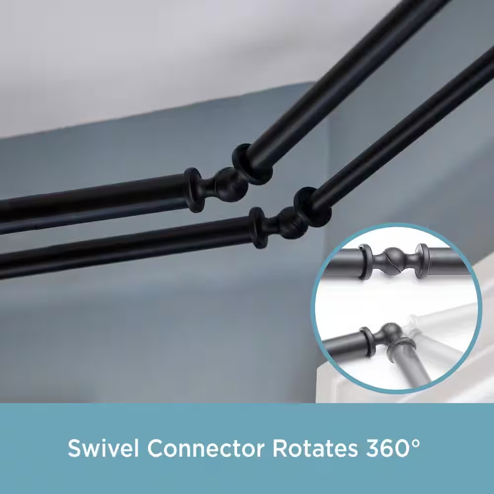 Mission 78 In. – 144 In. Adjustable Double Bay Window Curtain Rod 3/4 In. Diamet