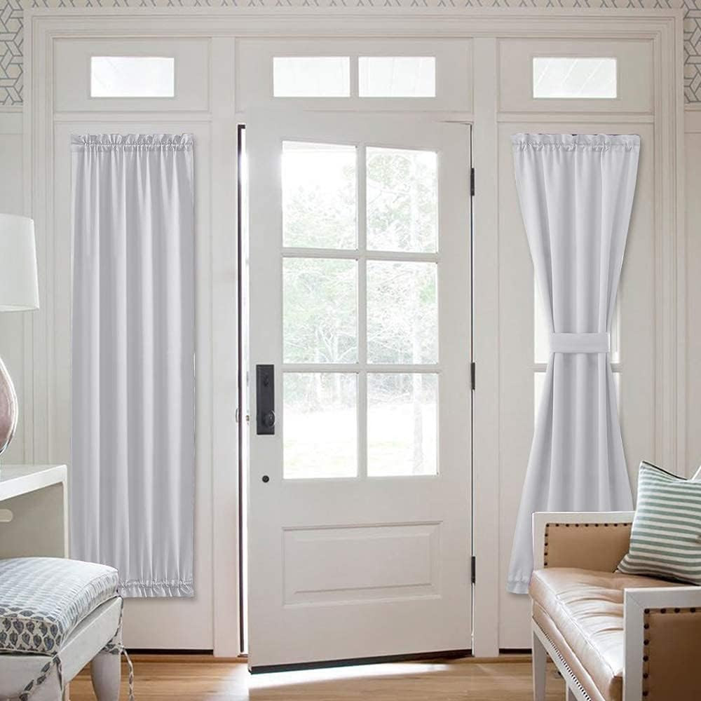 Sidelight Door Panel Curtain 25×72 Grey White Blackout French Door Drapery